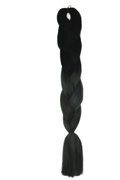 Braids ombre schwarz & grau (dunkelgrau) zweifarbiges synthetisches Flechthaar  60cm  24inch  100gr. 3,5oz